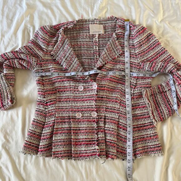 Rebecca Taylor Striped Tweed Double Breasted Blazer Jacket Wmns 10 Career Office - Picture 14 of 14